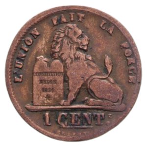 reverse: BELGIUM LEOPOLD PREMIER 1 CENTS 1838 CU. 1,80 GR. BB