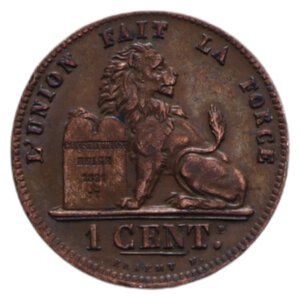 reverse: BELGIUM LEOPOLD PREMIER 1 CENTS 1845 CU. 1,91 GR. BB+