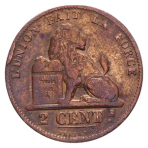 reverse: BELGIUM LEOPOLD II 2 CENTS 1870 CU. 3,93 GR. BB