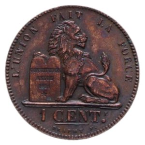 reverse: BELGIUM LEOPOLD II 1 CENTS 1869 CU. 2,05 GR. SPL