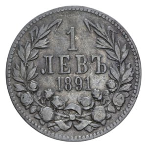 reverse: BULGARIA FERDINANDO I 1 LEVA 1891 AG. 4,90 GR. qBB