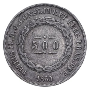 reverse: BRASIL PIETRO II 500 REIS 1860 AG. 6,30 GR. BB+