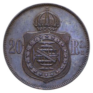 reverse: BRASIL PIETRO II 20 REIS 1869 CU. 7,23 GR. SPL+
