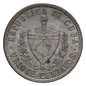 reverse: CUBA 20 CENTAVOS 1949 AG. 5,04 GR. SPL