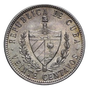 reverse: CUBA 20 CENTAVOS 1949 AG. 5,11 GR. qFDC