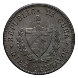 reverse: CUBA 10 CENTAVOS 1949 AG. 2,49 GR. qFDC (PATINATA)