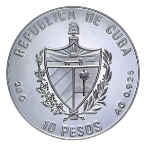 reverse: CUBA 10 PESOS 1990 BARCELLONA 92  AG. 27,90 GR. PROOF