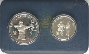 reverse: Corea del sud. Cofanetto con 2 monete. 10000 e 5000 Won 1988. Ag. 