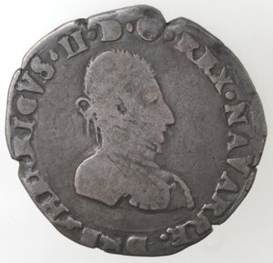 obverse: Francia. Enrico II di Béarn, III de Navarre. 1572-1589. Mezzo Testone 1575. Ag.