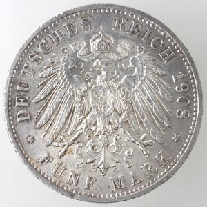 reverse: Germania-Prussia. Guglielmo II. 1888-1918. 5 marchi 1904. Ag.