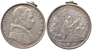 obverse: BOLOGNA. Gregorio XVI (1831-1846). 50 Baiocchi 1832. Ag. *proveniente da montatura. MB+