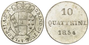 obverse: FIRENZE. Leopoldo II (1824-1859). 10 Quattrini da 2 Crazie del 1°tipo 1854. Mi (1.94 g - 21.3 mm). Gig.66. qFDC