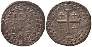 obverse: MANTOVA. Ferdinando Gonzaga (1612-1626). Grosso Mi (1,91 g). D/legenda in ghirlanda - R/croce di Gerusalemme. Bignotti 62. BB+
