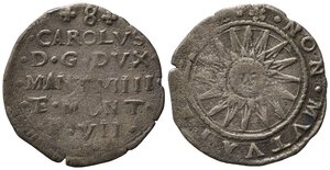 obverse: MANTOVA. Carlo II Gonzaga Nevers (1647-1665). Da 8 soldi. Mi (1,87 g). MIR 707; CNI 52/55. qBB