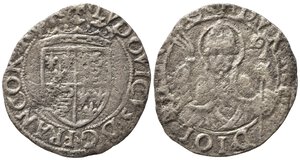 obverse: MILANO. Ludovico XII d Orleans (1500-1513). Soldo Mi (0,93 g). MIR 247 R2. Corrosioni qBB 