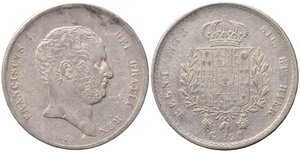 obverse: NAPOLI. Francesco I di Borbone (1825-1830). Piastra da 120 grana 1825 var. bordo con decoro lineare. Gig. 6b - R2. BB+