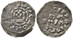 obverse: PAVIA. Ugo e Lotario II (931-947). Denaro Ag (1,27 g). MIR 824 - rara. Esamplare di buona qualità, schiacciature di conio. qSPL