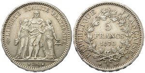 obverse: FRANCIA. 5 Francs 1870 Ag. qSPL