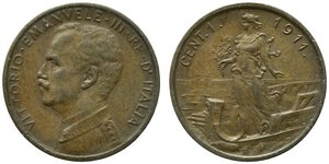 obverse: Vittorio Emanuele III (1900-1943). 1 centesimo 1911 