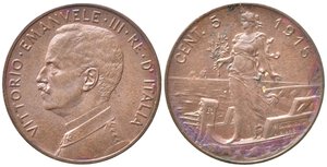 obverse: Vittorio Emanuele III (1900-1943). 5 centesimi 1915 