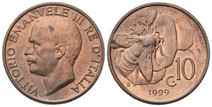 obverse: Vittorio Emanuele III (1900-1943). 10 centesimi 1929 