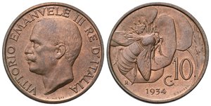 obverse: Vittorio Emanuele III (1900-1943). 10 centesimi 1934 