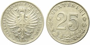 obverse: Vittorio Emanuele III (1900-1943). 25 centesimi 1903 