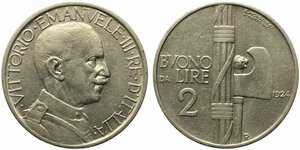 obverse: Vittorio Emanuele III (1900-1943). Buono da 2 lire 1924 