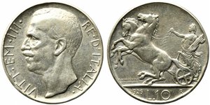 obverse: Vittorio Emanuele III (1900-1943). 10 lire 1926 