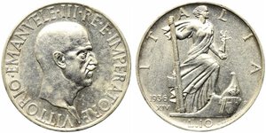 obverse: Vittorio Emanuele III (1900-1943). 10 lire 1936 
