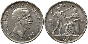obverse: Vittorio Emanuele III (1900-1943). Roma. 20 lire Littore 1927 anno VI Ag (15 g - 35.6 mm). Gig. 36. BB+