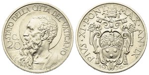 obverse: VATICANO. Pio XI (1929-1938). 20 centesimi 1930. Gig. 57. FDC