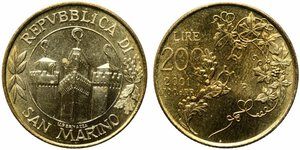 obverse: SAN MARINO. 200 lire 2001. FDC