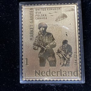 obverse: OLANDA. Riproduzione in oro 24 carati di francobollo 2019 - commemorativo seconda guerra mondiale.