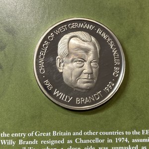 reverse: NORVEGIA. Medaglia comemmorativa Premi Nobel da un oncia in argento 1992 - Willy Brandt. PROOF