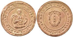 obverse: GIOVANNI FRANCESCO TINTI (1576). Medaglia in terracotta (17,44 g - 40,8 mm - 8,1 mm spessore). Molto rara. qSPL 