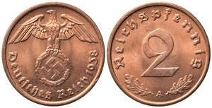 obverse: GERMANIA. Terzo Reich. 2 Reichspfennig 1938 A. FDC