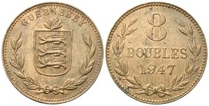 obverse: GUERNESEY. 8 Doubles 1947 H. KM#14. qFDC