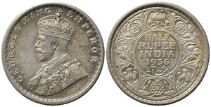 obverse: INDIA BRITANNICA. Giorgio V. 1/2 Rupia 1936. Ag (5,82 g). FDC