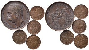 obverse: SAVOIA. UMBERTO I - Lotto di 4 monete e una medaglia