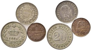 obverse: SAVOIA. Lotto di 3 monete Vittorio Emanuele II e Umberto I. BB-SPL