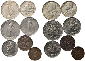 obverse: VATICANO. Pio xi (1929-1938). Lotto di 7 monete differenti, tutte del 1935, inclusi argenti.