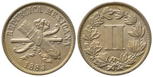 obverse: MESSICO. Repubblica. 2 centavos 1883. KM#395. FDC