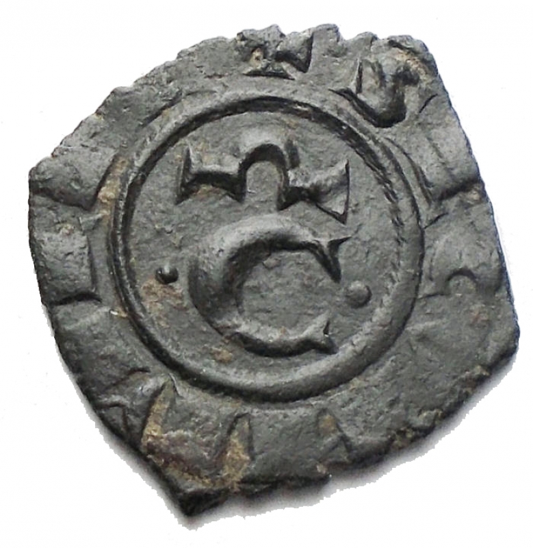 obverse: Zecche Italiane - Brindisi o Messina. Corrado II (Corradino, 1254-1258). Denaro, con omega su C e croce patente. Sp. 177. MI. g 0,85. qSPL