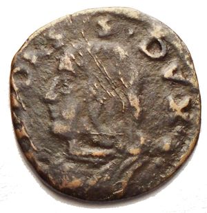 obverse: REGGIO EMILIA. Alfonso I d’Este (I° periodo, 1505-1512). Bagattino. MIR 1278. AE. gr 1,78. mm 15,9 x 16,4. BB