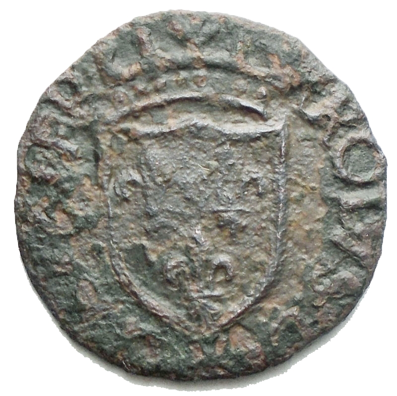 reverse: Zecche Italiane. L AQUILA. Carlo VIII di Francia (1495). Cavallo AE g 1,34. d/ Scudo coronato di Francia r/croce patente Mauriziana radiata.