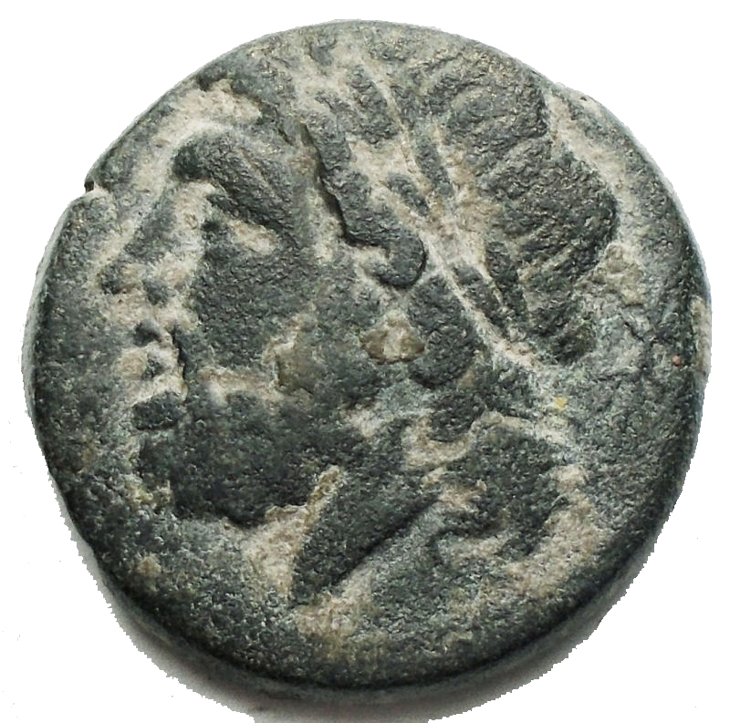 obverse: Mondo Greco - Apulia Arpi (III sec. a.C.) Obolo. D/ Testa di Zeus a sinistra. R/ Cinghiale a destra, sopra punta di freccia Gr 7,4. mm 21,03. AE. BB+