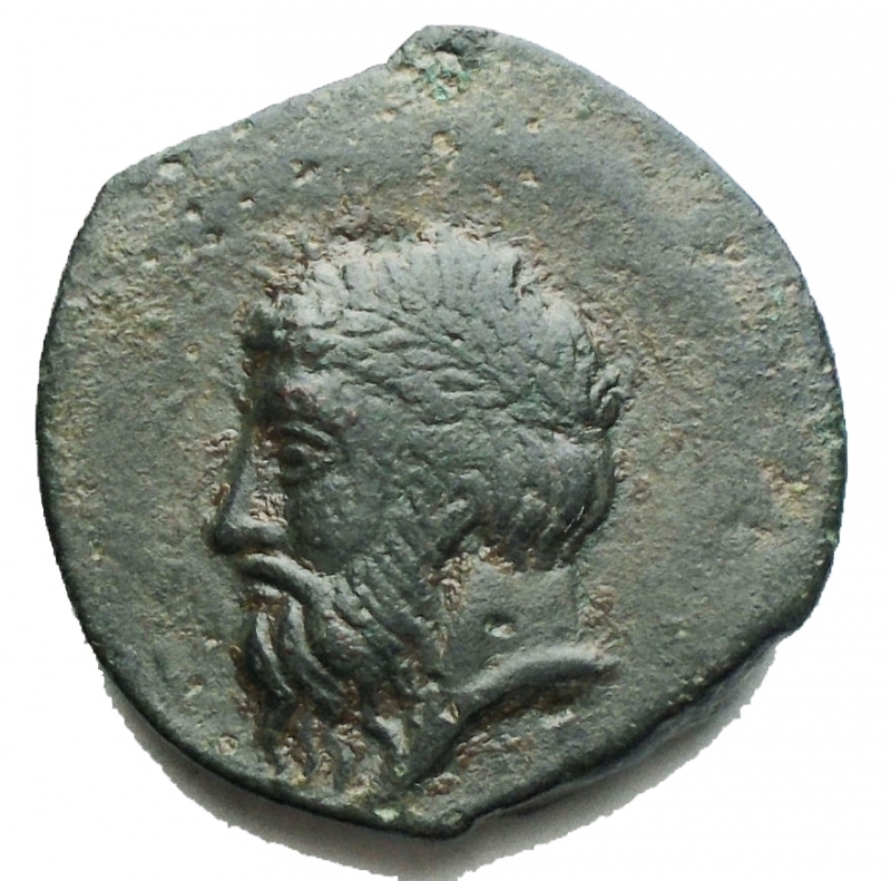 obverse: Bruttium, Bronze,Lokroi Epizephyrioi, c. 317-289 BC, AE, (g 9,67, mm 21,58). Head of Zeus l.. Rv. Eagle standing l.. Rif HNItaly 2352; SNG ANS 532-9. Rare. Green patina. Good example