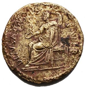 obverse: Divus Augustus, Sestertius, restored issue of Titus, AD 80-81, Augustus seated left, holding patera and sceptre, rev. s c in centre, above, rest (BMC 261; RIC 402) gr 23,46 mm 34,3