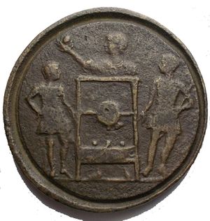 reverse: NERO. Circa 4th Century AD. Æ Contorniate (22.12 gm). Laureate head right; palm engraved in right field / R ??. Rare. Good VF
